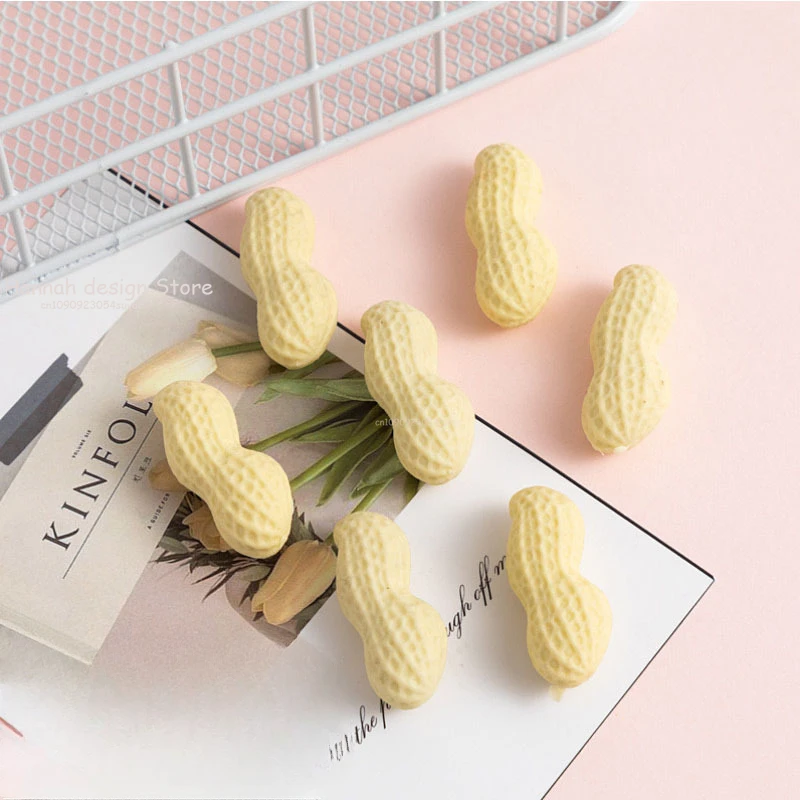 10pcs Cute Simulation Peanut Pencil Eraser Creative Fun Food Shape Erasers Stationery School Supplies Kids Student Gift