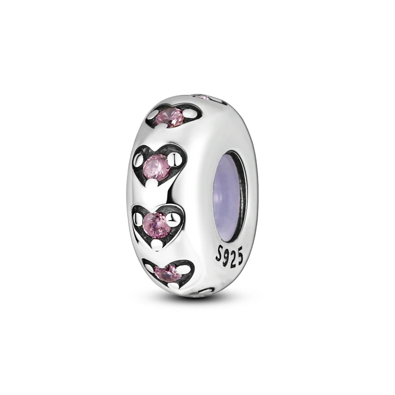 Clip-Charms, neuer 925er-Sterlingsilber-Anhänger mit Verschluss, Silikon-Abstandsperle, passend für Original-Armbänder, Halsketten, DIY-Charm, Schmuck, Frauen, Geschenk