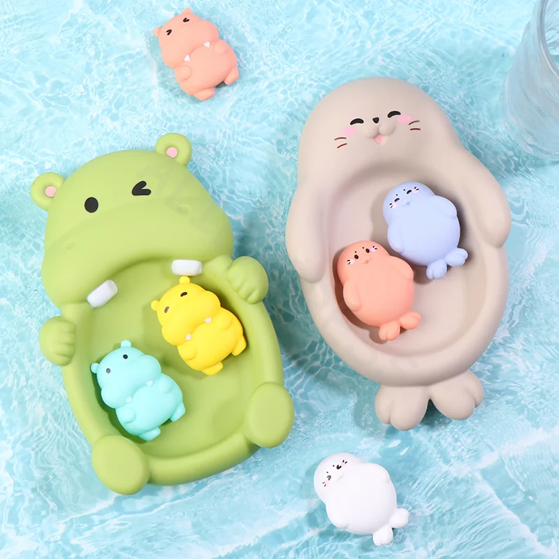 Bathroom Floating Animal Hippo Otter Sealed Floating Play Toy Baby Bath Bath Toy Swimming Pool Parent-child Interactive Toys