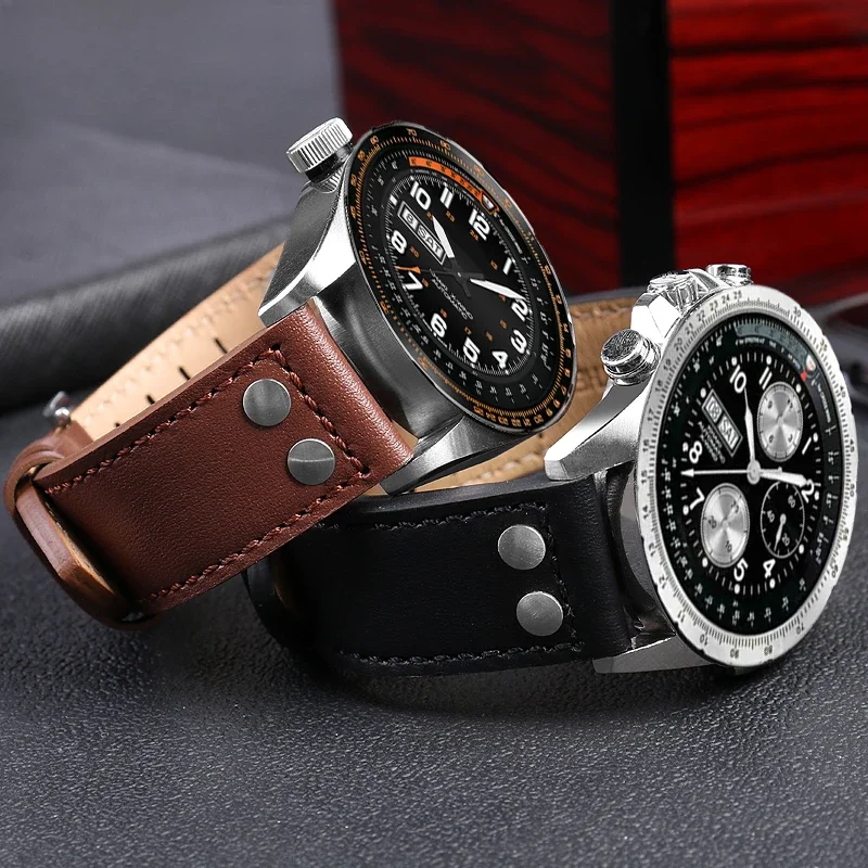 Genuine Leather Replace Watch Strap for Hamilton Jazz Khaki Aviation Field Series Men\'s 20 22mm Cowhide Needle Buckle Watch Band