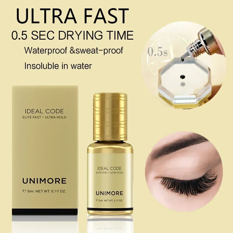 

Unimore 5ml 0.5-1 Seconds Quick dry Low Odor Sensitive Adhesive Long Lasting Waterproof Professional Eyelash Glue Cosmetic Tools