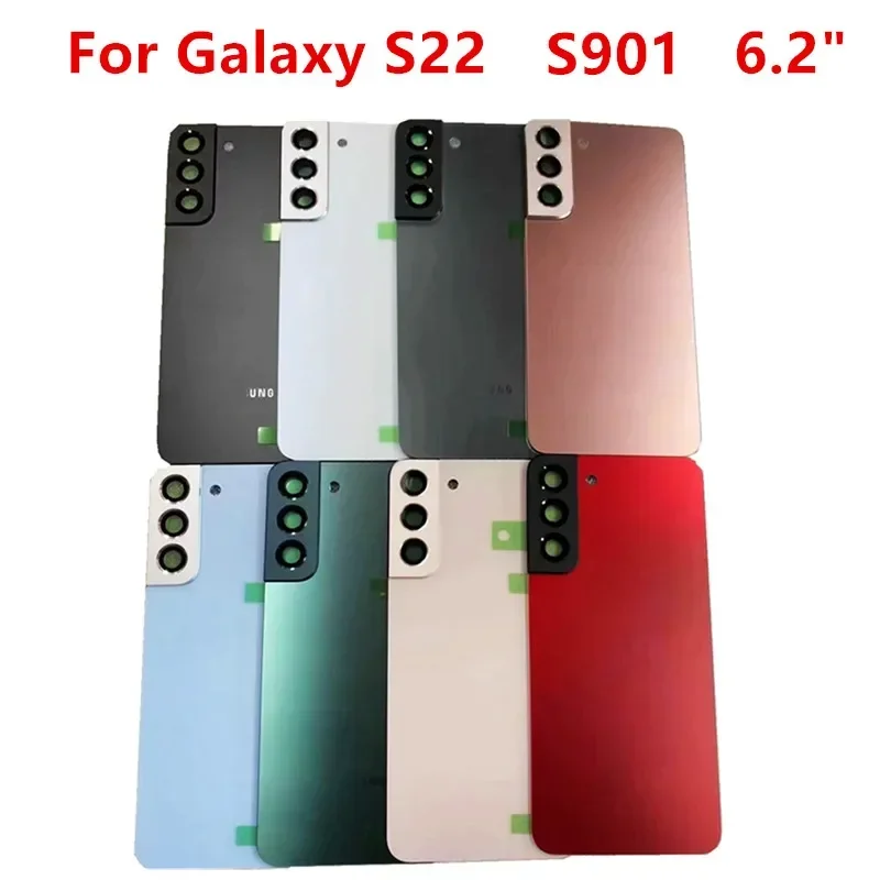 S 22 Housing For Samsung Galaxy S22 S901 Glass Battery Back Cover Repair Replace Door Phone Rear Case + Camera Lens