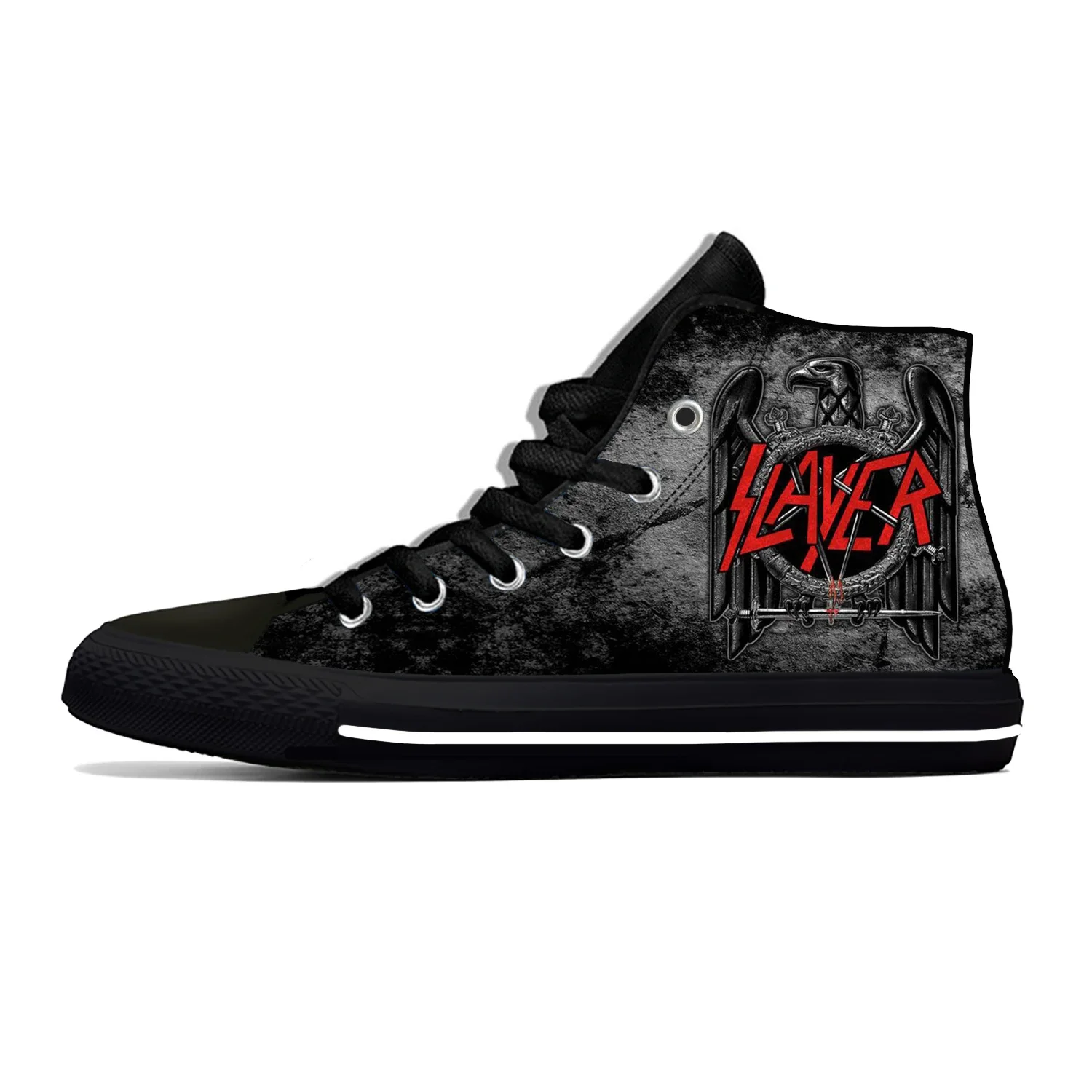 Slayer-Baskets respirantes légères pour hommes et femmes, Chaussures de gril décontractées, Chaussures de groupe de rock, Impression 3D, Horreur, Effrayant, Haut, Mode