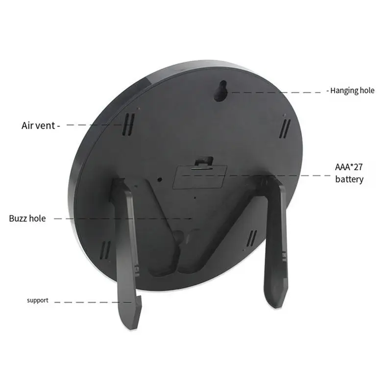 AB11-Alarm Clock 12/24 Hour Battery Operated Self-Setting Wall / Desk Mount Calendar Digital Clock For Bedroom Bedside