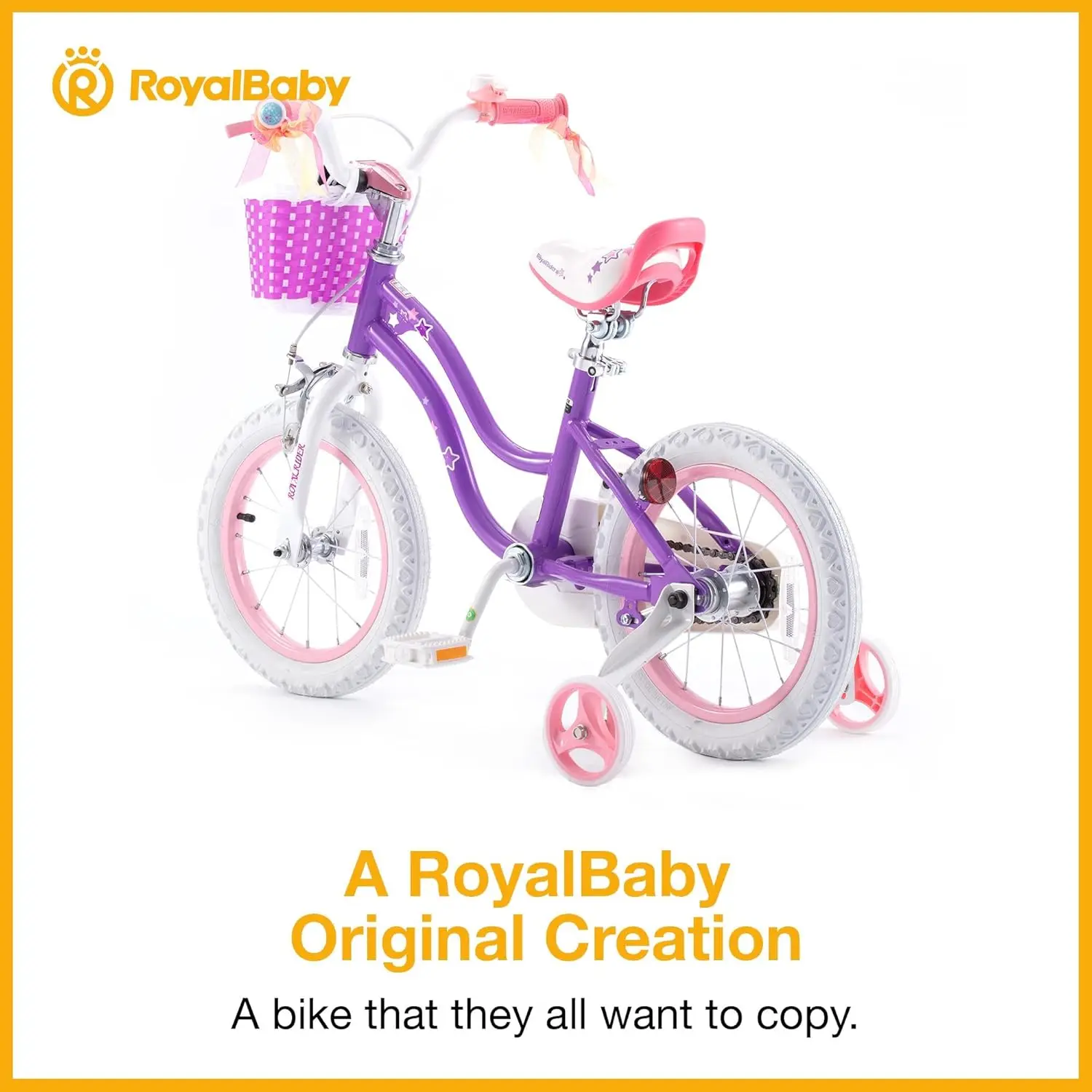 Meisjes Bike Ez Bike Stargirl Training Gratis Balans Om Gemakkelijk Leren Fiets Te Trappen, Paarse 12 Inch Basic (Achtbaanrem)