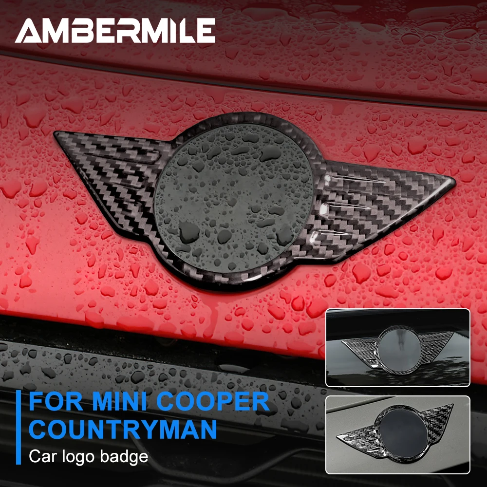 Real Carbon Fiber For Mini Cooper R60 R61 R55 R56 R57 F54 F55 F56 F60 Car Exterior Front Rear Trunk Logo Badge Cover Sticker