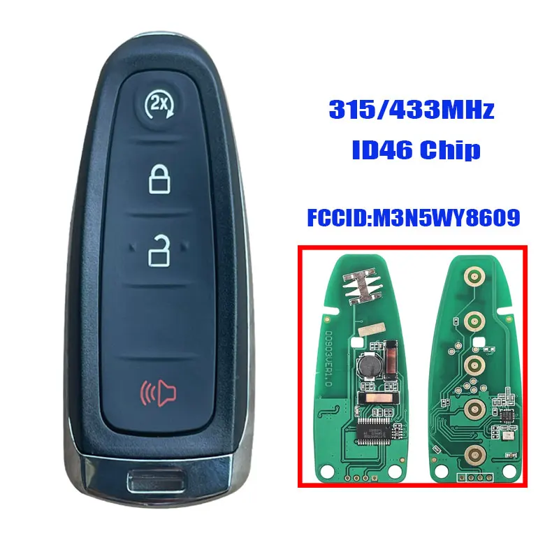 Kunci jarak jauh mobil cocok untuk Ford Explorer Edge Flex c-max Taurus ID46 PCF7953 Replace 315Mhz pengganti kendali pintar