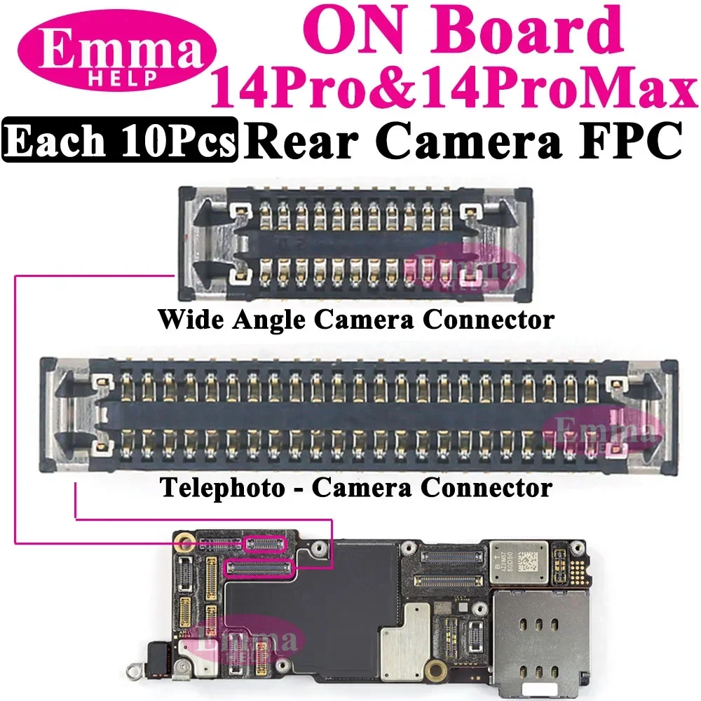 Back Rear camera FPC Connector port on  Logic Board for iPhone 11 13 Pro Max 14 Plus 12 Mini XS FPC Flex Cable Phone Accessories