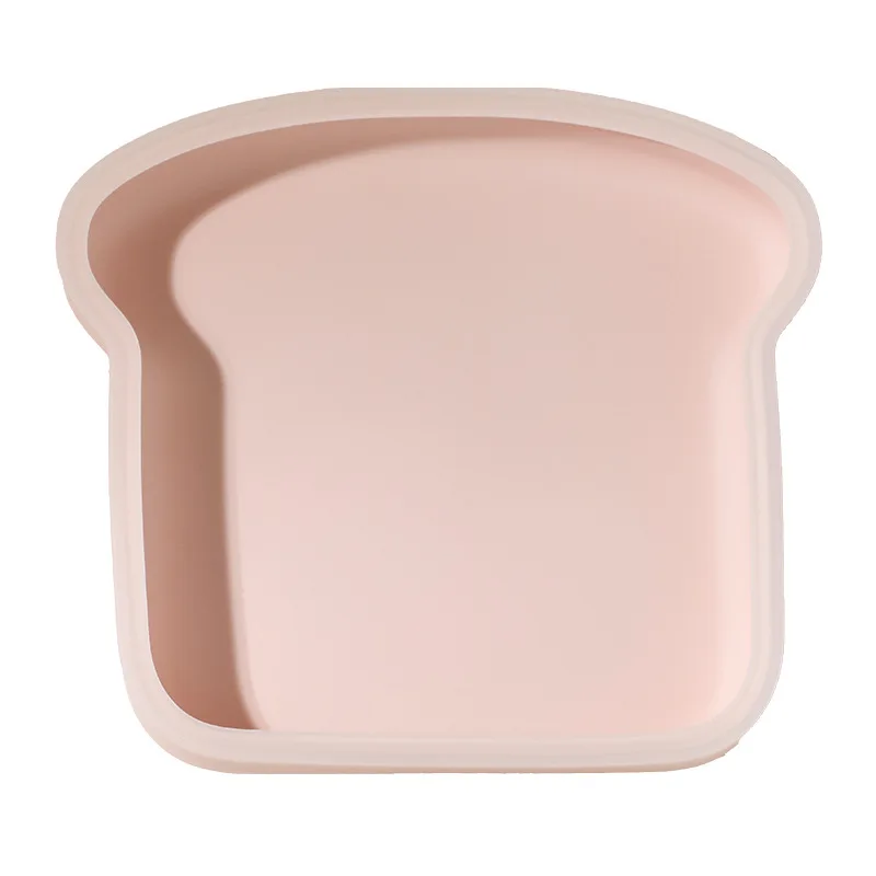 Creative Silica gel Plate Toast Shape Solid Color Flat  Silica gel Tableware Breakfast Bread Vegetable Salad Fruit Plates