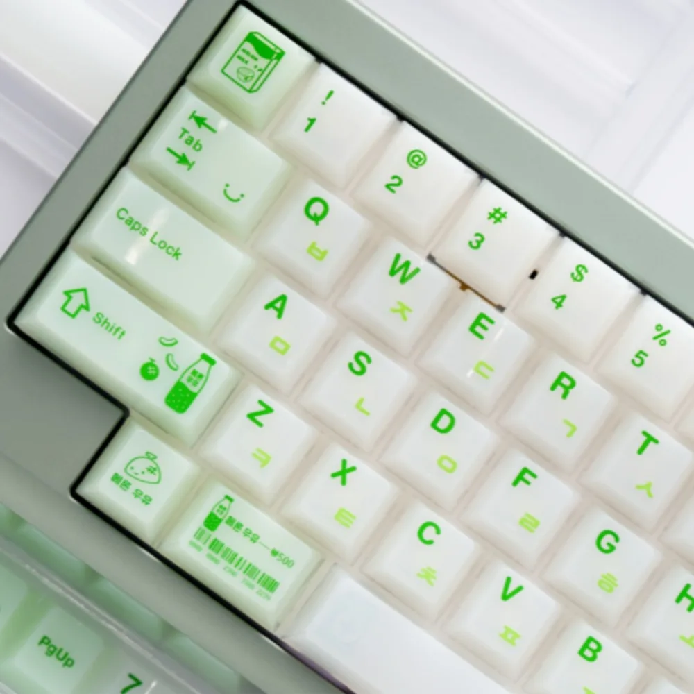 SOULCAT Hami Melon Milk Theme Keycaps Cherry Profile Glossy Finish Translucent PC Keycaps for Mechanical Keyboard Customization