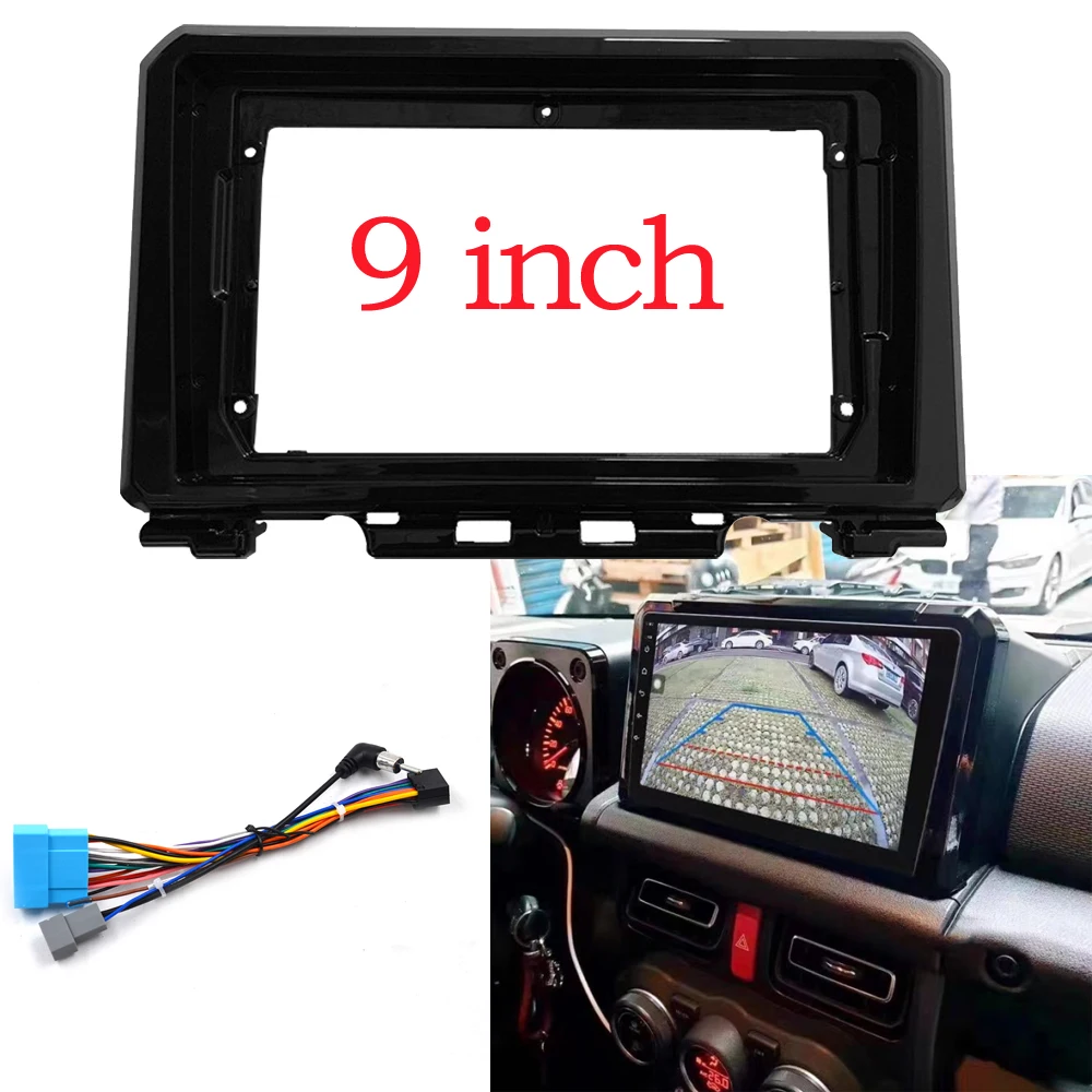 Car Radio Fascias Frame For Suzuki Jimny JB64W 2018-2021 9 inch Stereo Panel Wiring Harness Power Cord Cable Adapter Connector