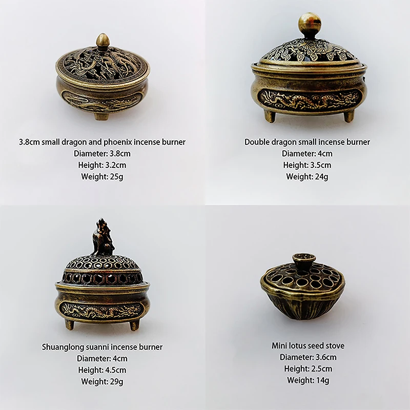 Lotus Flower Incense Burner Buddhism Buddha Holder Brass Mini Sandalwood Censer Incense Metal Craft Home Decoration