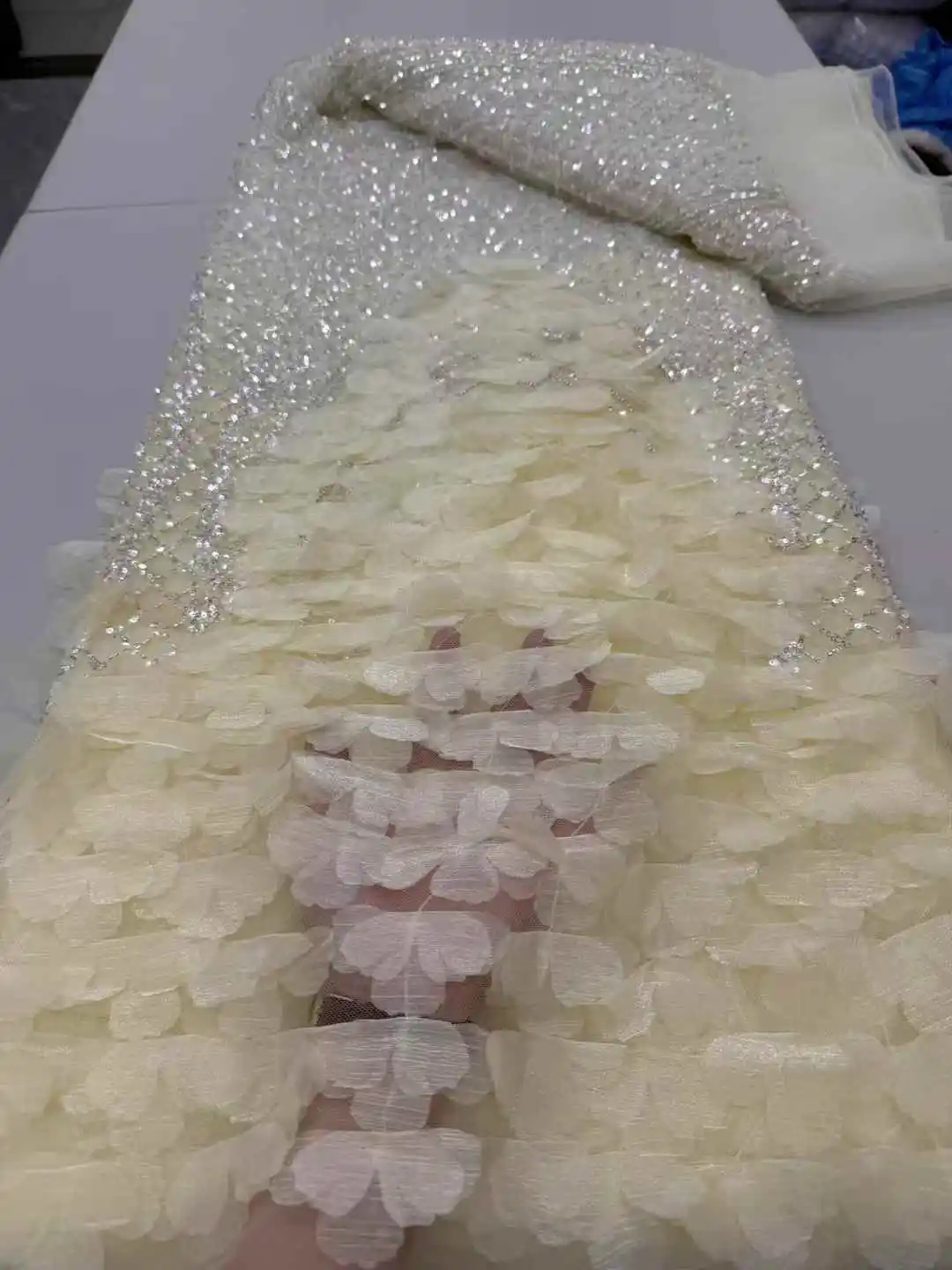 

5 Yards African 3D Beads Lace Fabric 2025 High Quality Sequins French Nigerian Embroidery Tulle Fabric For Wedding Dress Sew-JYJ