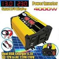 Nuevo convertidor de pantalla de voltaje, convertidor inversor de potencia de coche de pico de 4000W, transformador de CC de 12V a CA 110/220V, convertidor USB Dual