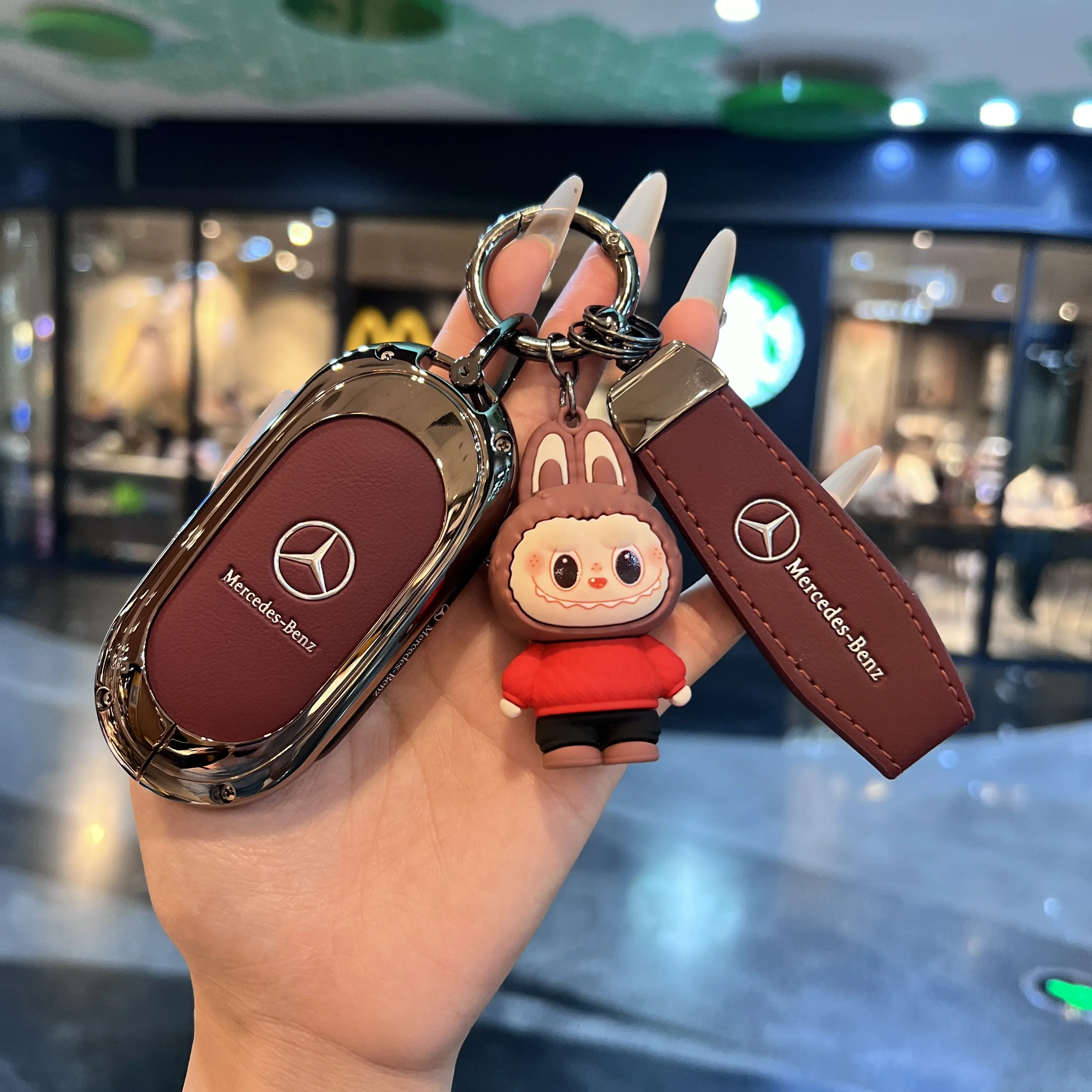 Car Zinc Alloy Key Case Bag Metal Key Shell For Mercedes-Benz AMG C-Class S-Class GLC EQE EQS W223 X254 V297 V295 W206 S206 X206