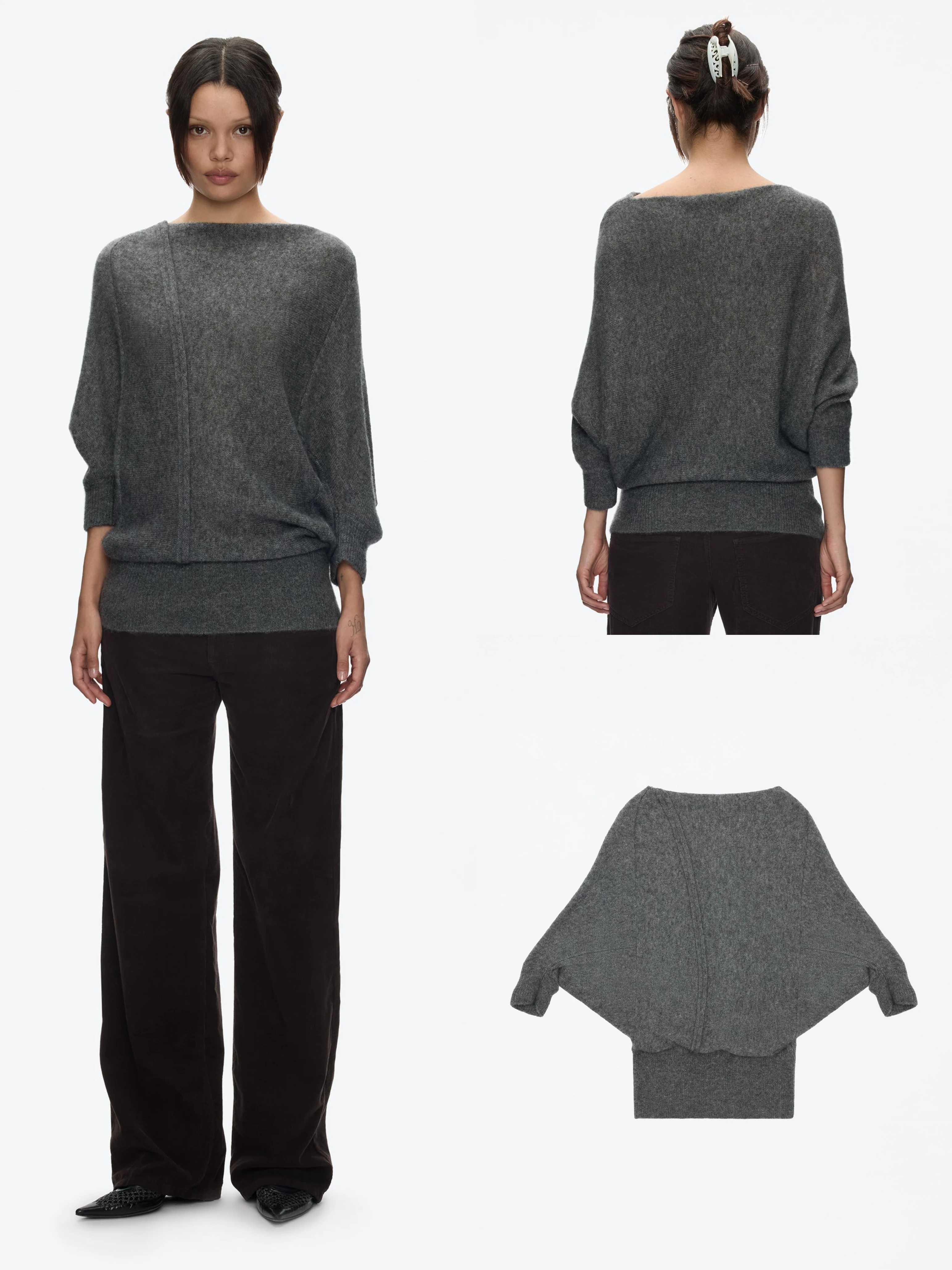 

Tank Autumn and Winter Batwing Sleeve Knit Sweater Loose Pullover Wool Sweater Autumn Warm Gray Long Cashmere Top Winter Long Sleeve Wool Sweater Casual Fashion Sweater Bodycon Skirt