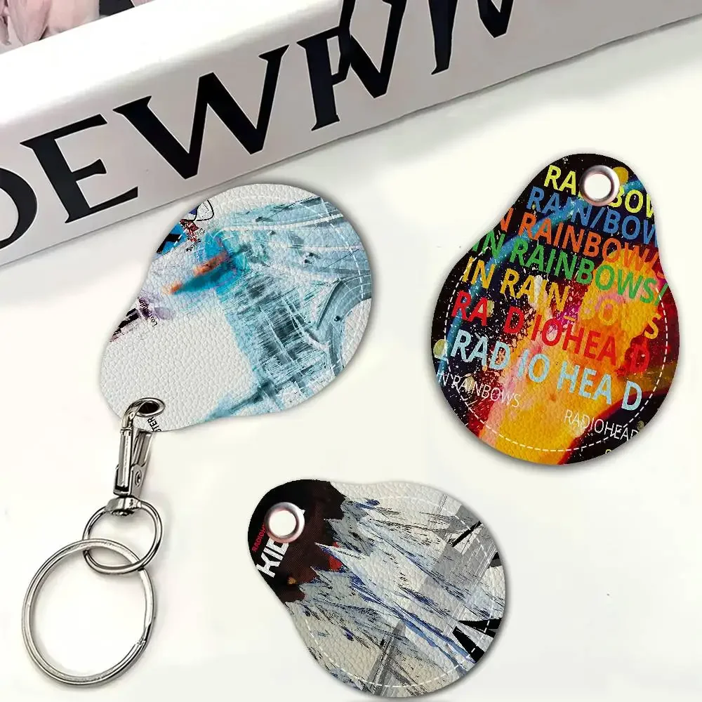 Radioheads Thom Yorke PU Leather Card Holder Keychain Key Ring Door Access Tags Case Keychain Access Card Bag Key Tag Ring