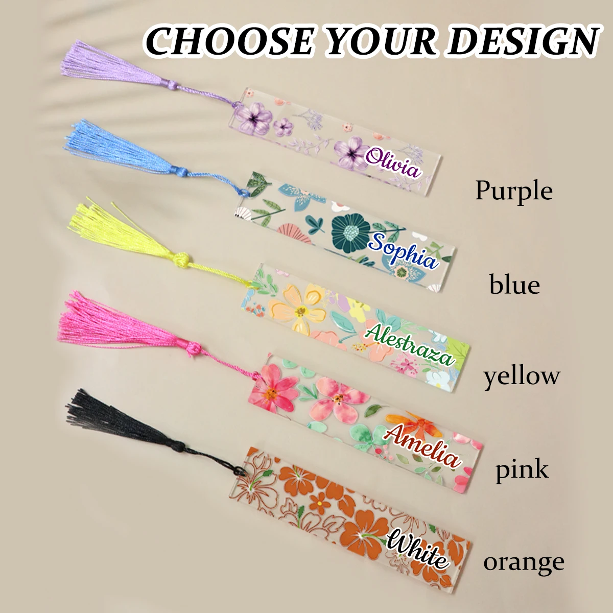 Personalized Bookmarks, Custom Bookmarks-With Tassels, Customized Name Bookmarks, Customizable Birthday Gifts, Acrylic Bookmarks