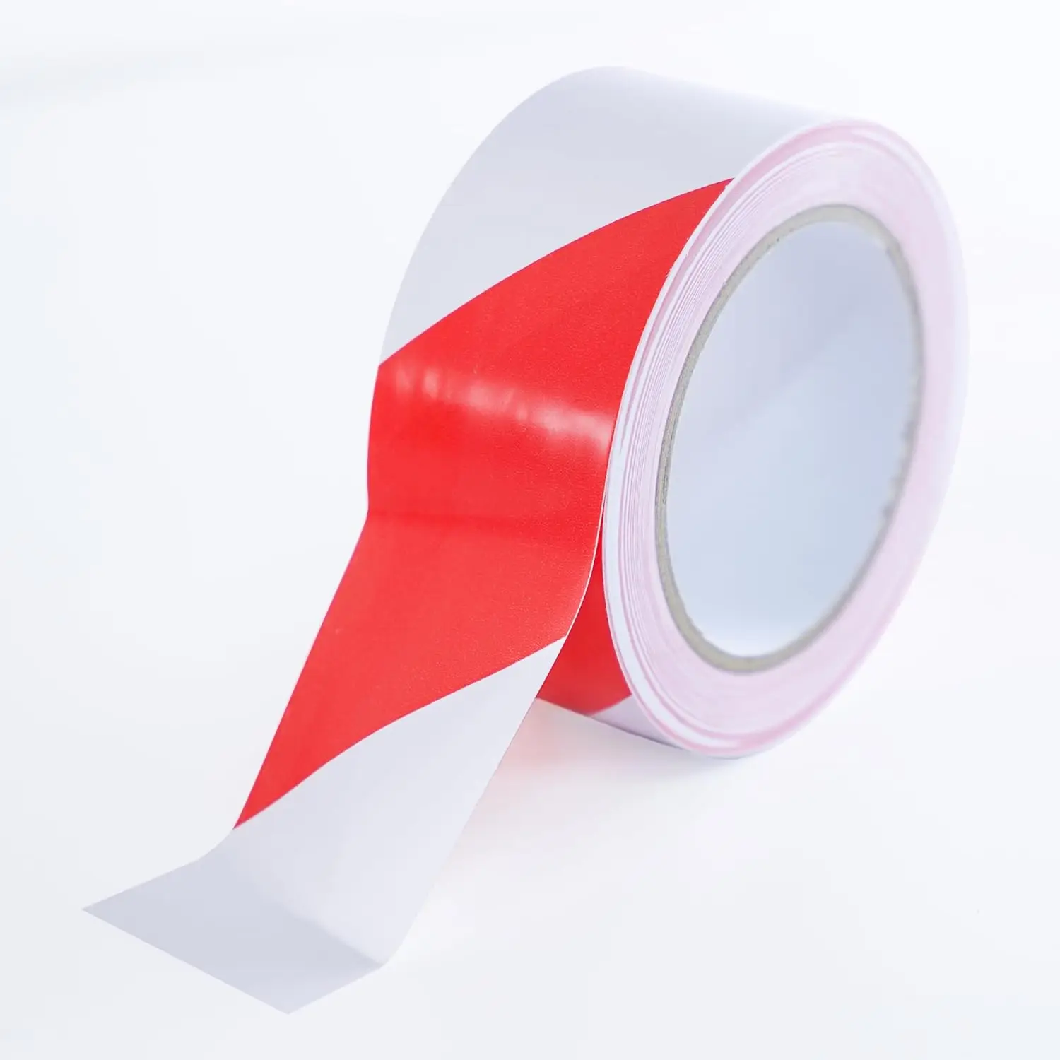 

2 Inch x 108 Ft Red & White Caution Floor Tape - Strong Adhesive Waterproof High Visibility for Marking, Garage, Construction