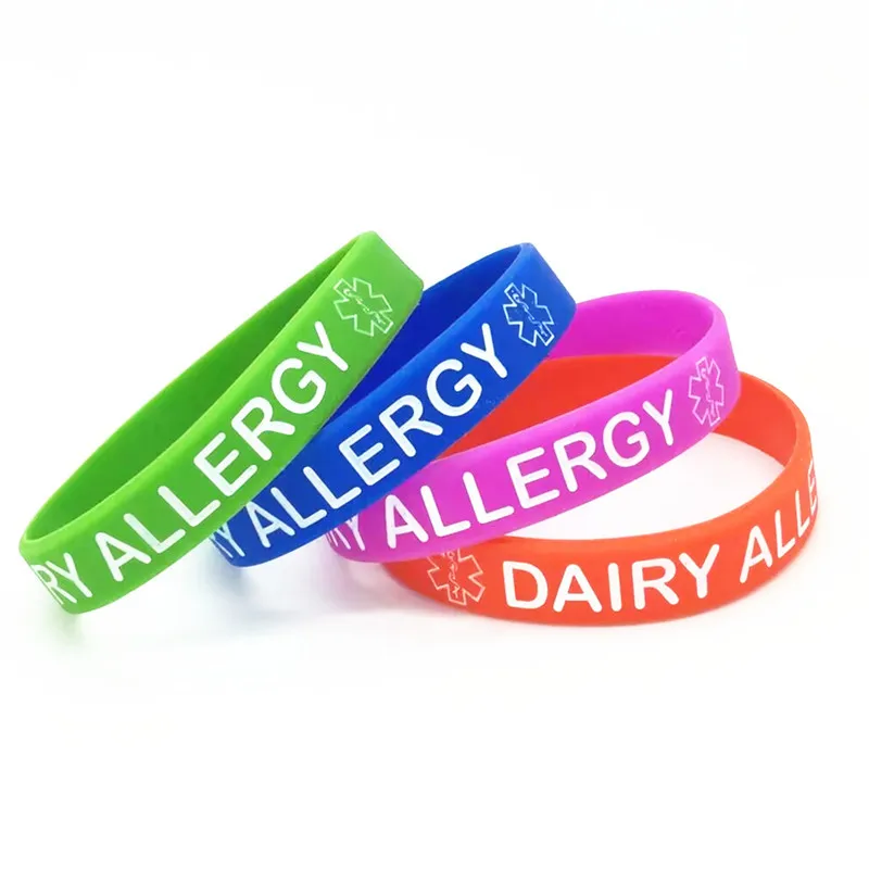 Dairy Allergy Silicone Wristband Medical Alert Rubber Bracelets&Bangles Awareness Armband Gifts