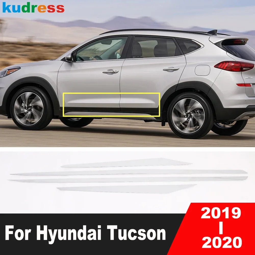 For Hyundai Tucson 2019 2020 Chrome Side Door Body Trim Door Line Panel Streamer Molding Garnish Strip Exterior Accessories