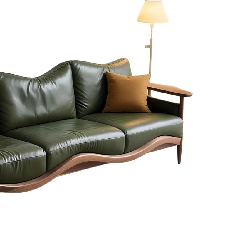 Sofa French retro living room small apartment solid wood creative three people