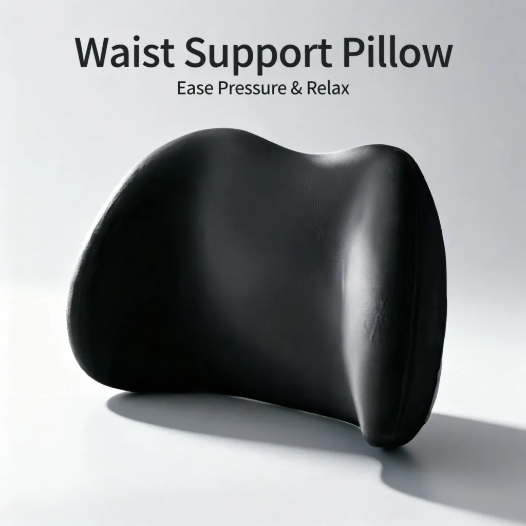 Ergonomic Lumbar Support Waist Pillow, Sleep Back Cushion Bed Spine, Relief Supine Sleeping Waist Pad, Pink Pillow