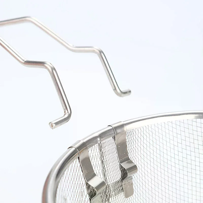 الفرنسية رقاقة القلي مصفاة سلة الفولاذ المقاوم للصدأ سلة القلي العميق المطبخ المقلاة المستديرة شبكة سلكية مع مقبض شبكات مصفاة الأسلاك #5