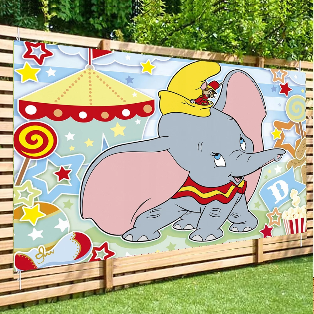 Dumbo Theme Circus Carnival Stage Blue Elephant Boys Birthday Party Decor Baby Shower Photo Booth Photo Photography Background