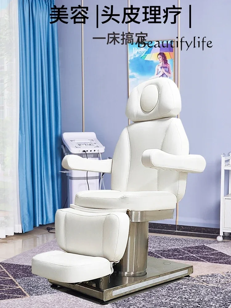 Electric Lift Beauty Care Bed Hair Care Center Physiotherapy  Can Be Put down Stainless Steel Haircut Head Treatment Chair