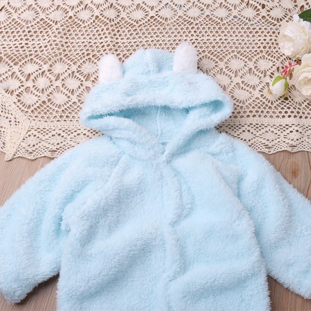 Cartoon Warme Baby Overalls Mit Kapuze 3-6 Monate Säuglingsspiel Langarm Neugeborenen Onesie Neugeborenen