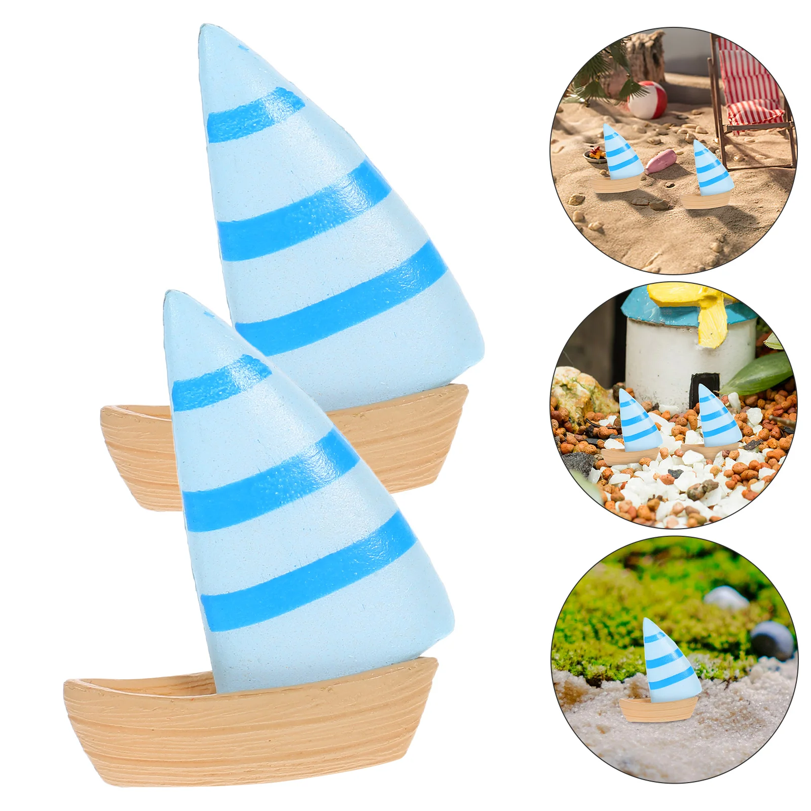 10 Pcs Desktop Miniature Sailboat Realistic Figurine Landscaping Figure Pvc Sea Figurines