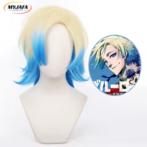 High Quality Anime Blue Lock Michael Kaiser Cosplay Wig 60cm Gradient No.10 Player Wig Heat Resistant Hair Wigs + Wig Cap