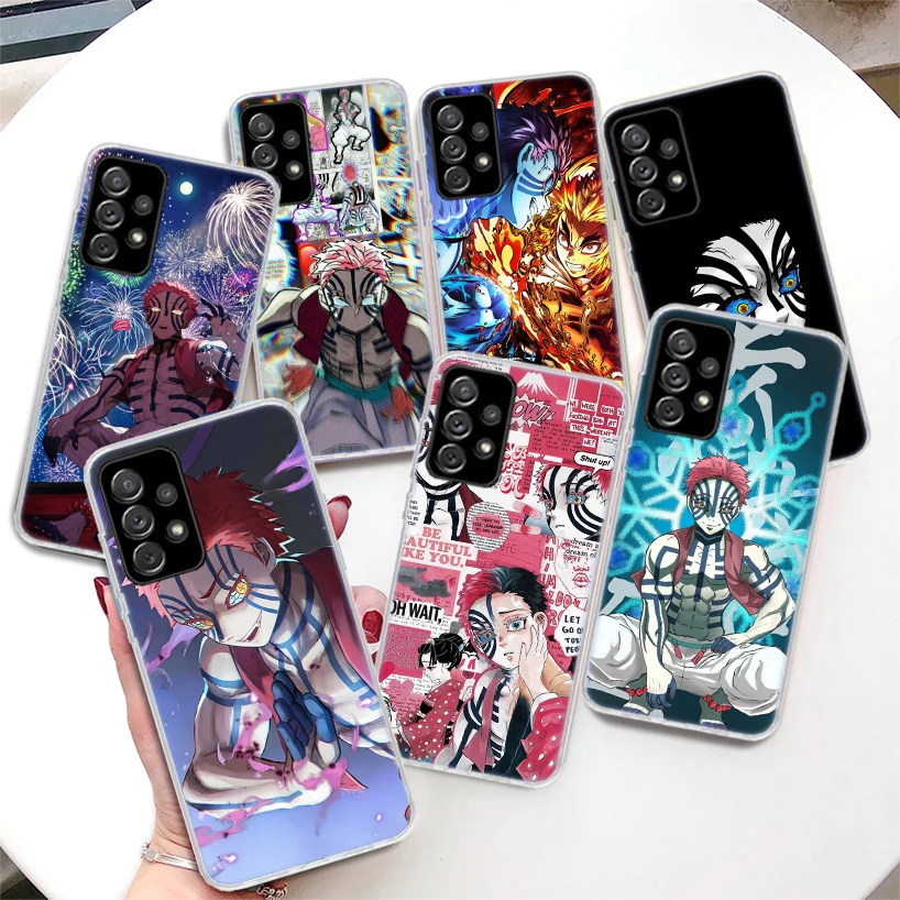 Akaza Kimetsu No Yaiba Anime Phone Case For Samsung Galaxy A15 A25 A35 A55 A14 A24 A34 A54 A04S A13 A23 A33 A53 A03S A12 A52 A22