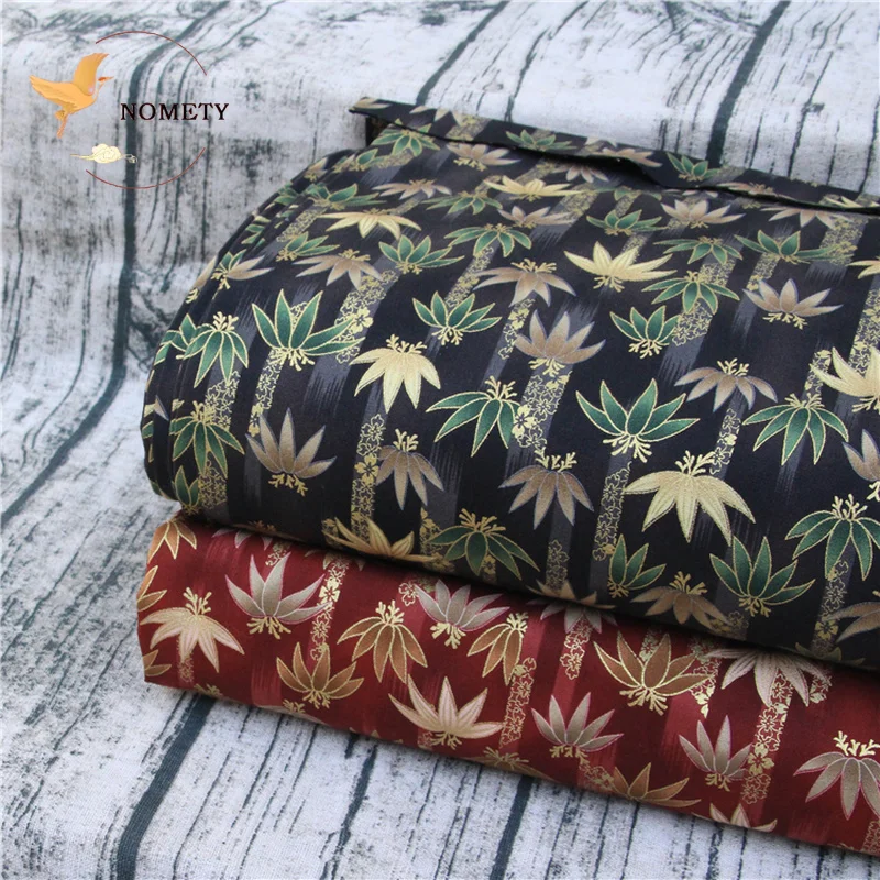 Bronzed Cotton Fabric Plain Printed Bamboo Leaves Patchwork Cloth For Sewing Purses Pillowcase Tablecloth DIY 145*50cm