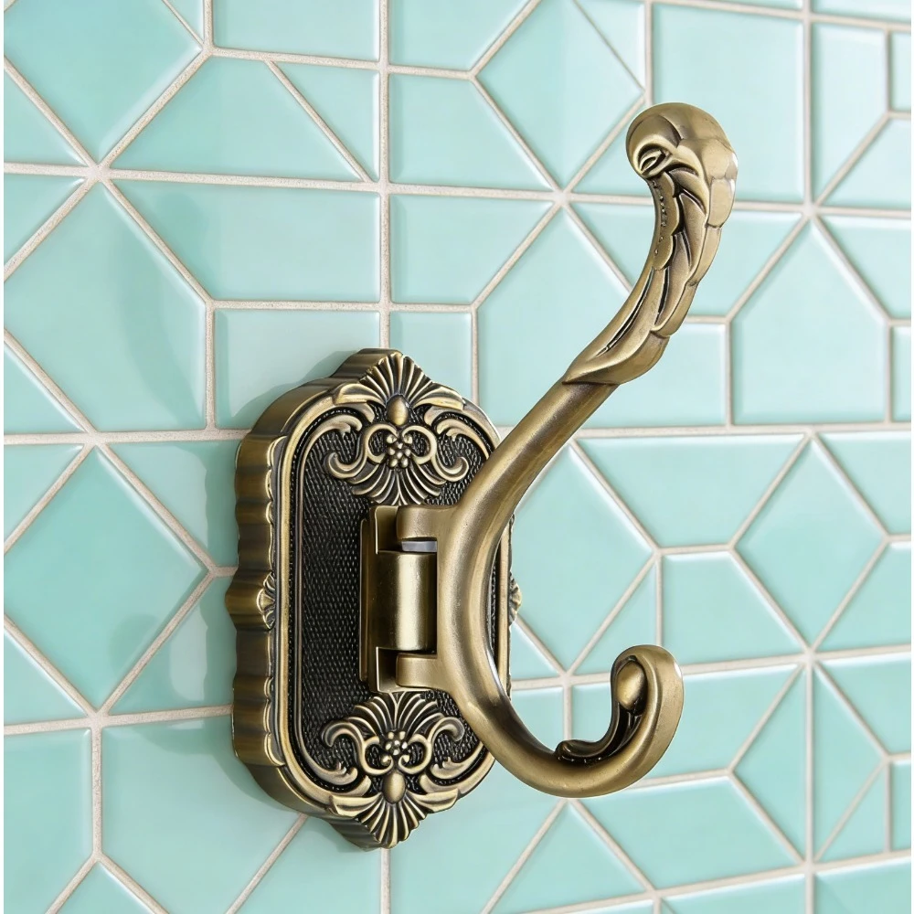 装飾アクセサリー-壁掛けアンティーク真鍮フック、ヴィンテージバスルームジャケット