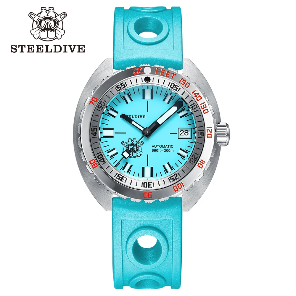 STEELDIVE-Reloj de buceo mecánico SD1967, accesorio de lujo con espejo de zafiro suizo luminoso NH35, movimiento automático, resistente al agua