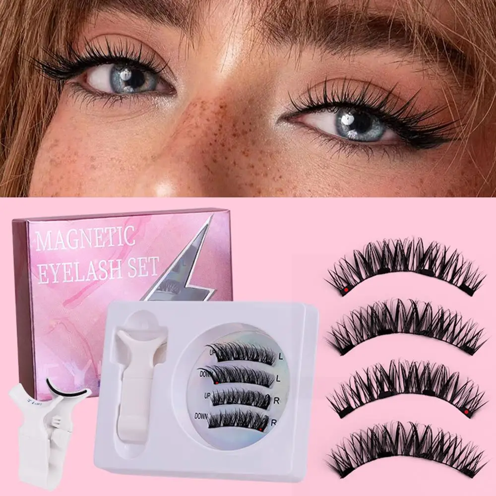 1 Pair Reusable Magnetic False Eyelashes Multi-style 3D Curl Magnetic Eyelashes Kit Easy To Wear No Glue Eyelashes Supplies