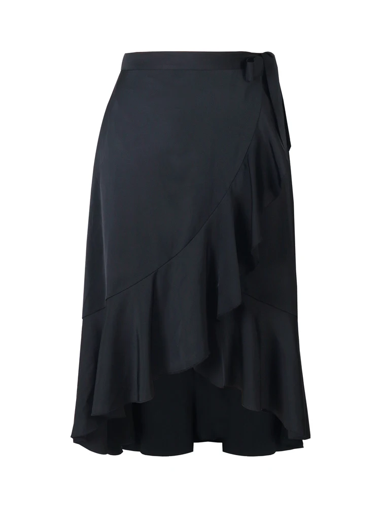 Jupe demi-corps en Polyester pour femmes, grande taille, couches irrégulières, couleur unie, polyvalente, taille élastique, tempérament élégant, nouvelle collection 2025