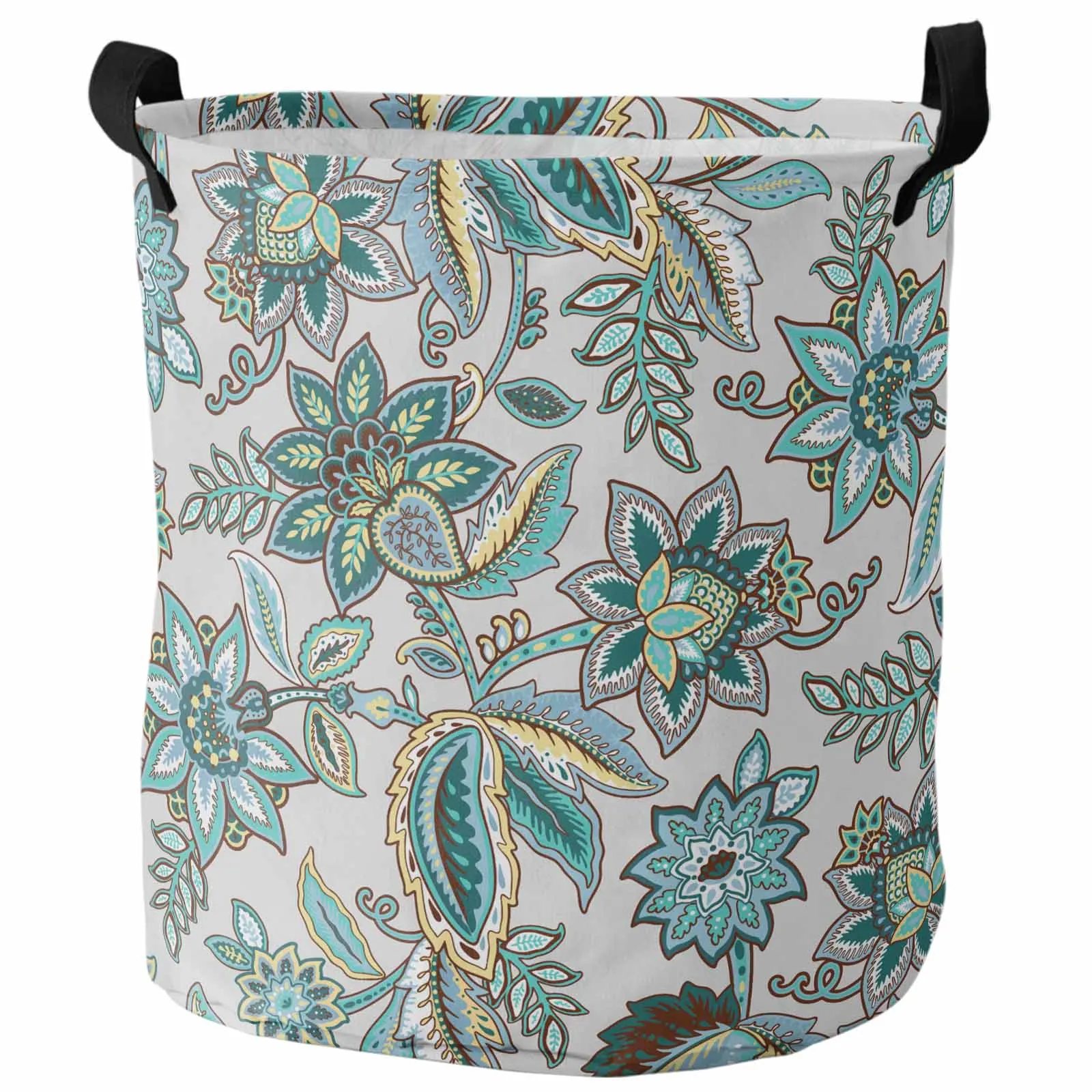 Retro Patterns Turquoise ColorLaundry Basket Portable Foldable Household Laundry Storage Bag Oxford Cloth Dirty Clothes Basket