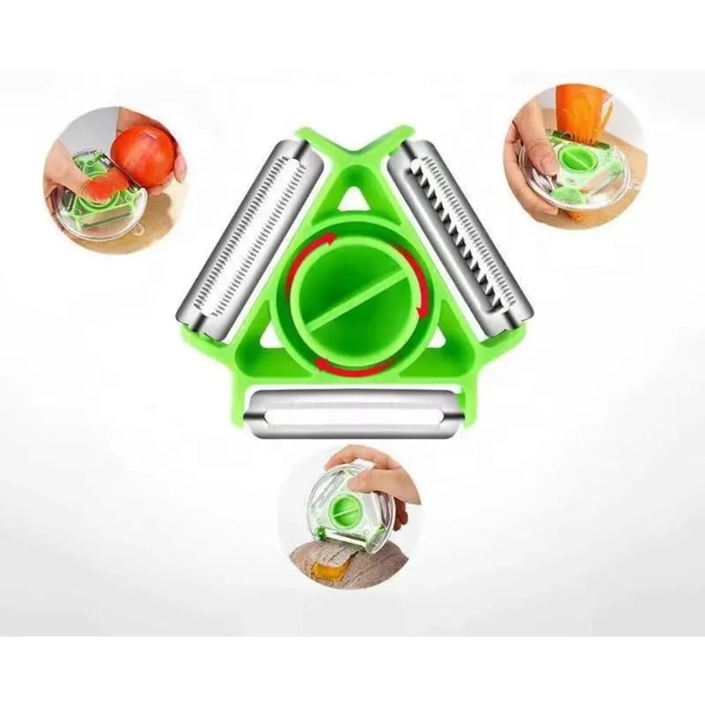 Kitchen 3 in 1 Peeler Rotary Multi-purpose Stainless Steel Potato Peeler Slicer Grater Shredder Vegetable Fruit Peeler