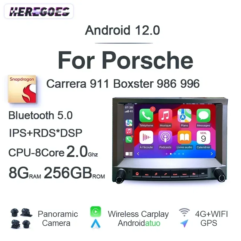 Radio con GPS para coche, reproductor con Android 12, Qualcomm, 8G + 256G, Carplay, Navi, Bluetooth, Wifi, para Porsche Boxster 986, Carrera 996, 2002-2006