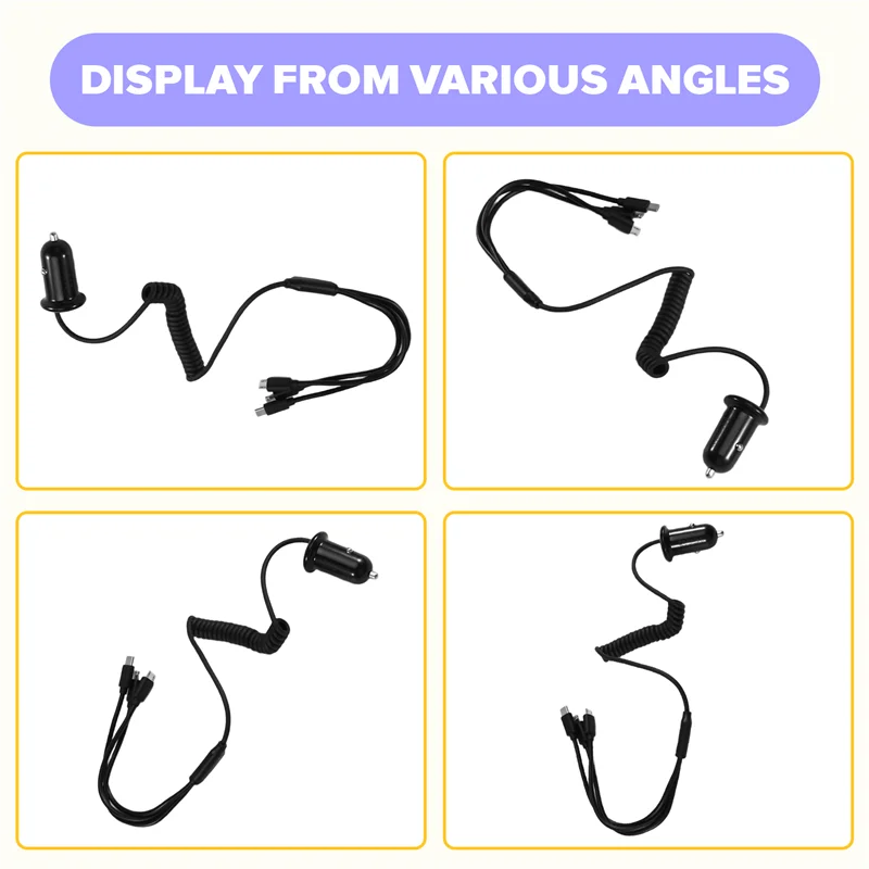 محول شاحن الطاقة التلقائي شاحن سيارة 3 واجهة شحن الهاتف العالمي لملحقات IOS Android Type-C