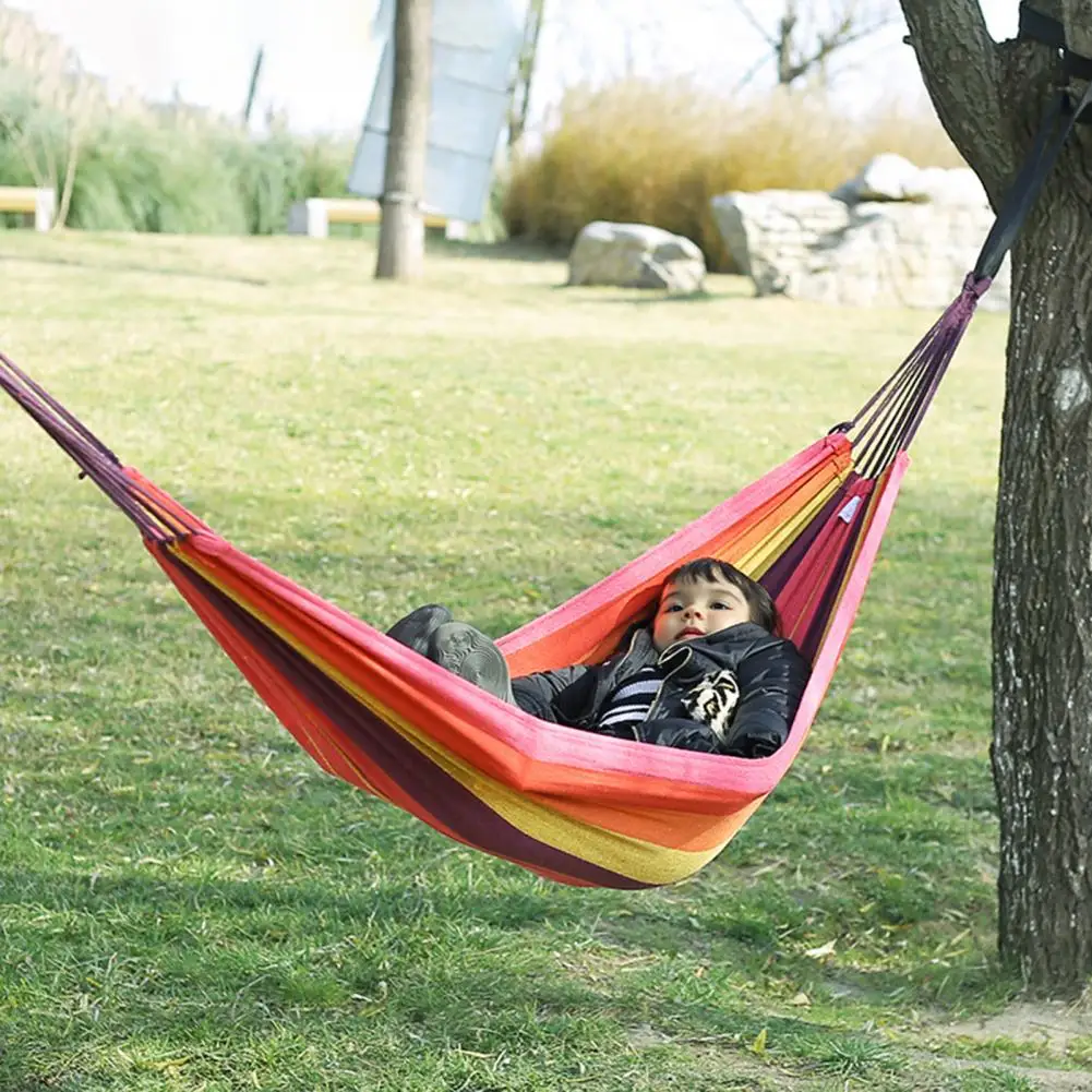 Easy to Hang Hammock Outdoor Canvas Hammock with Carry Bag Heavy Duty Portable Camping Gear Single Double Person Garden Patio