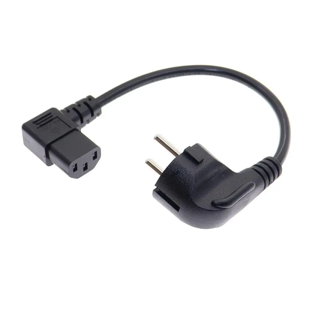 European 2 Pin Male to IEC 3 Pin Female ,Schuko to IEC C13 Angled 90 Degree AC Power Cord EU Adapter Extension Lead Cable