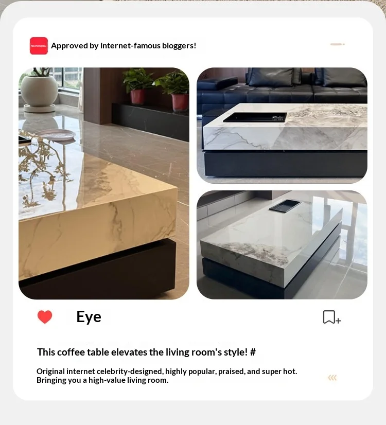 Nordic 2026 New Italian Minimalist Rock Slab Coffee Table Square Marble Pattern Light Luxury Modern Simple Living Room Furniture image 6