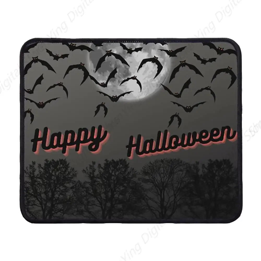 

Halloween Bat Night Flight Mouse Pad Computer Office Desk Accessories Lock Edge Non Slip Rubber Durable Gaming Mouse Pad 18*22cm