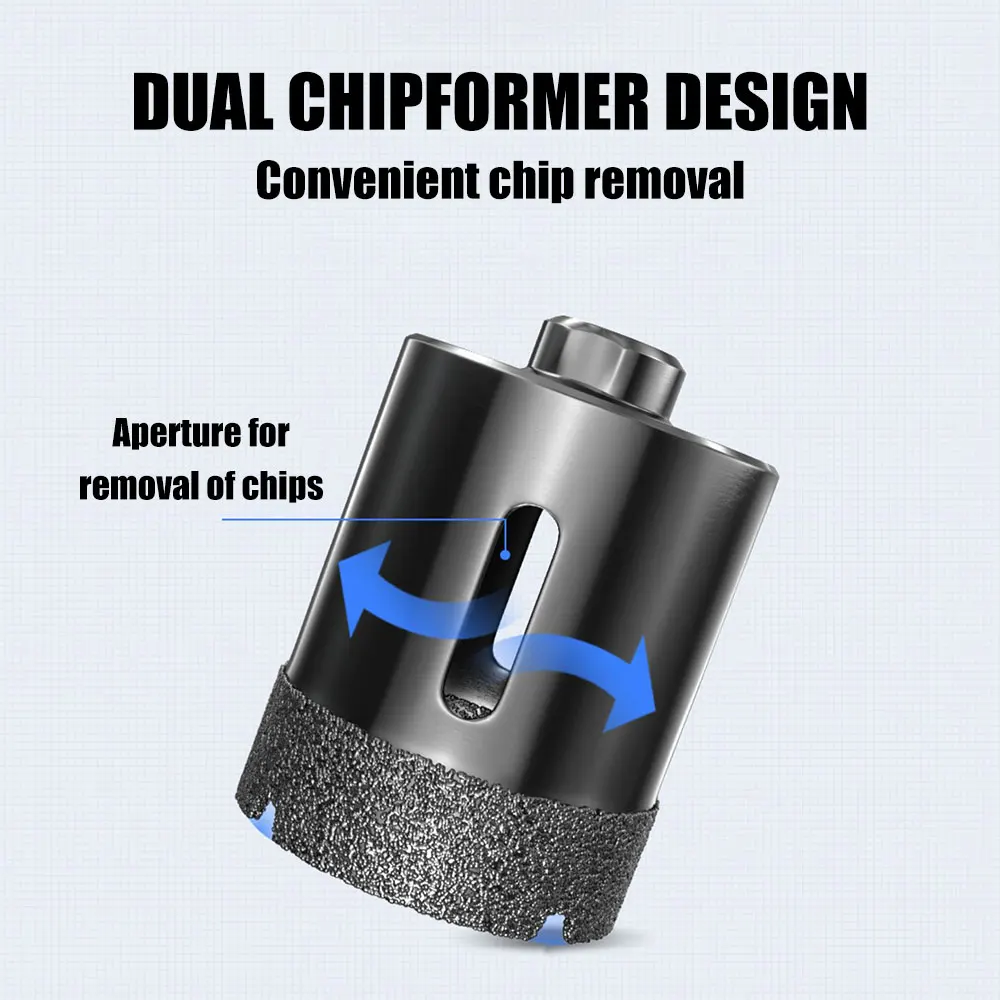 1Pc M10 6-100mm  Diamond Brazed Core Dry Drill Bit For Porcelain Tiles Marble Glass Granite  Hole Saw Cutter Cutting