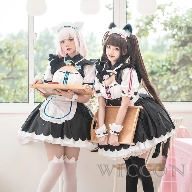 NEKOPARA-vestido de sirvienta de Chocolate y vainilla, uniforme de gato Neko, traje de niña, juego de mujer, disfraz de sirvienta OVA en Stock
