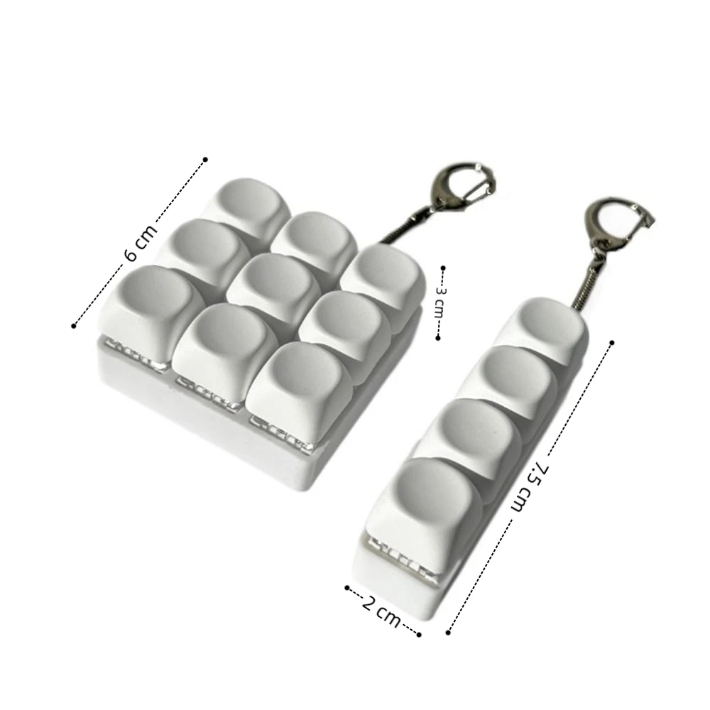 New Fidget Keychain DIY Keyboard Fidget Keychain Keys Button Relief Stress Finger Keyboard Cap 4/9Keys Pass The Time Clicker Toy